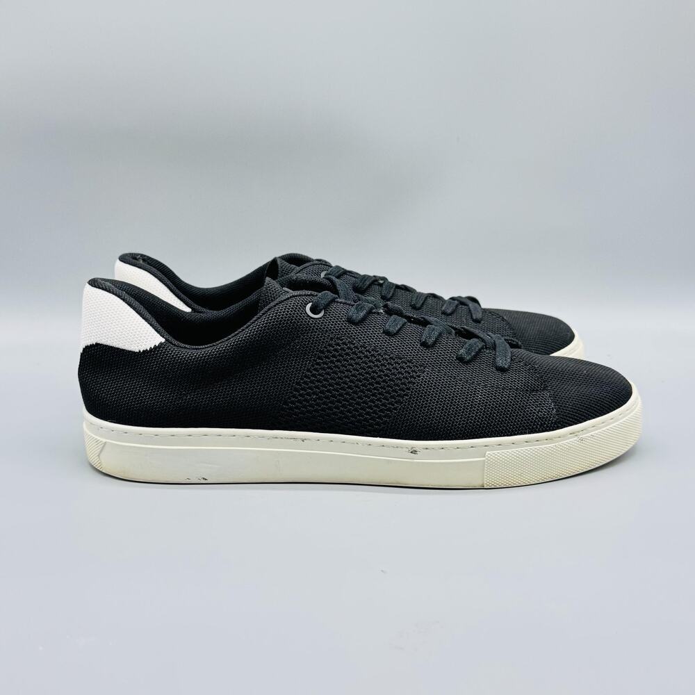 Greats Shoes Mens 10.5 Black White Knit Brooklyn Low Top Casual Lace Up Sneakers